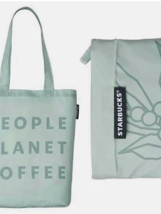Starbucks Handbags - Starbucks Seafoam Green Foldable Tote with Pouch